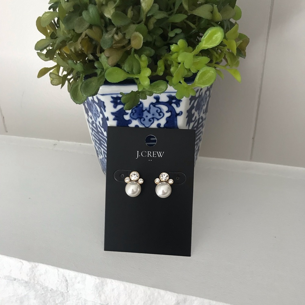 NWT J. Crew Crystal Pearl stud earrings